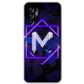Oppo Reno 6 Dark Neon Yaprak M Harfi Baskılı Uyumlu Silikon Kılıf