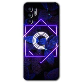 Oppo Reno 6 Dark Neon Yaprak O Harfi Baskılı Uyumlu Silikon Kılıf