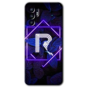 Oppo Reno 6 Dark Neon Yaprak R Harfi Baskılı Uyumlu Silikon Kılıf