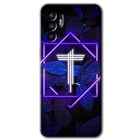 Oppo Reno 6 Dark Neon Yaprak T Harfi Baskılı Uyumlu Silikon Kılıf