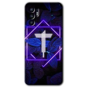 Oppo Reno 6 Dark Neon Yaprak T Harfi Baskılı Uyumlu Silikon Kılıf