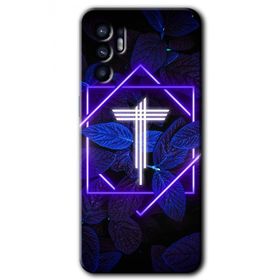 Oppo Reno 6 Dark Neon Yaprak T Harfi Baskılı Uyumlu Silikon Kılıf