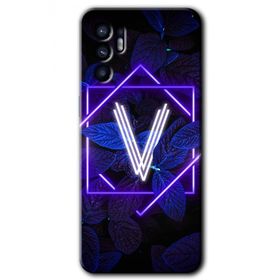 Oppo Reno 6 Dark Neon Yaprak V Harfi Baskılı Uyumlu Silikon Kılıf