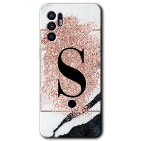 Oppo Reno 6 Pembe Mermer Desenli Ş Harfi Baskılı Uyumlu Silikon Kılıf