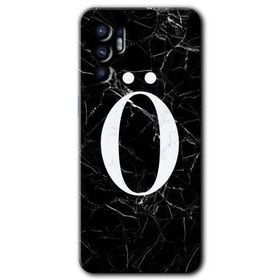 Oppo Reno 6 Siyah Mermer Desenli O Harfi Baskılı Uyumlu Silikon Kılıf