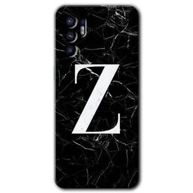 Oppo Reno 6 Siyah Mermer Desenli Z Harfi Baskılı Uyumlu Silikon Kılıf