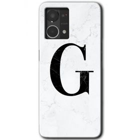 Oppo Reno 7 4G Beyaz Mermer Desenli G Harfi Baskılı Uyumlu Silikon Kılıf