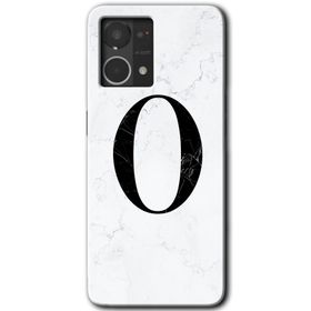 Oppo Reno 7 4G Beyaz Mermer Desenli Ö Harfi Baskılı Uyumlu Silikon Kılıf