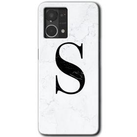 Oppo Reno 7 4G Beyaz Mermer Desenli S Harfi Baskılı Uyumlu Silikon Kılıf
