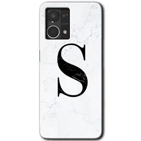 Oppo Reno 7 4G Beyaz Mermer Desenli S Harfi Baskılı Uyumlu Silikon Kılıf