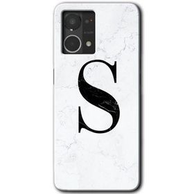 Oppo Reno 7 4G Beyaz Mermer Desenli S Harfi Baskılı Uyumlu Silikon Kılıf