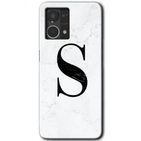 Oppo Reno 7 4G Beyaz Mermer Desenli S Harfi Baskılı Uyumlu Silikon Kılıf
