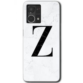 Oppo Reno 7 4G Beyaz Mermer Desenli Z Harfi Baskılı Uyumlu Silikon Kılıf