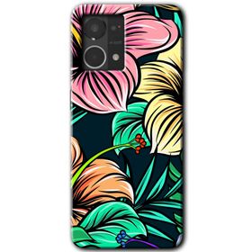 Oppo Reno 7 4G Çizim Çiçekler Baskılı Uyumlu Silikon Kılıf