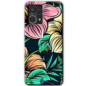 Oppo Reno 7 4G Çizim Çiçekler Baskılı Uyumlu Silikon Kılıf