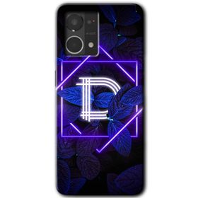Oppo Reno 7 4G Dark Neon Yaprak D Harfi Baskılı Uyumlu Silikon Kılıf