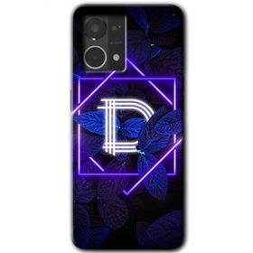 Oppo Reno 7 4G Dark Neon Yaprak D Harfi Baskılı Uyumlu Silikon Kılıf