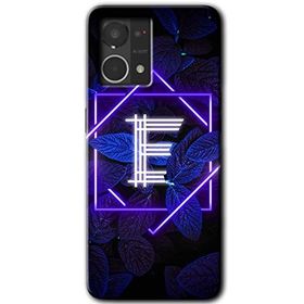 Oppo Reno 7 4G Dark Neon Yaprak E Harfi Baskılı Uyumlu Silikon Kılıf