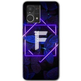 Oppo Reno 7 4G Dark Neon Yaprak F Harfi Baskılı Uyumlu Silikon Kılıf