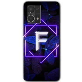 Oppo Reno 7 4G Dark Neon Yaprak F Harfi Baskılı Uyumlu Silikon Kılıf