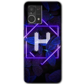 Oppo Reno 7 4G Dark Neon Yaprak H Harfi Baskılı Uyumlu Silikon Kılıf