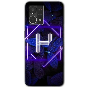 Oppo Reno 7 4G Dark Neon Yaprak H Harfi Baskılı Uyumlu Silikon Kılıf