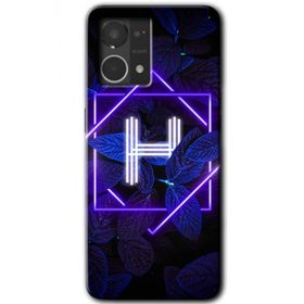 Oppo Reno 7 4G Dark Neon Yaprak H Harfi Baskılı Uyumlu Silikon Kılıf