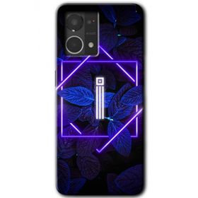 Oppo Reno 7 4G Dark Neon Yaprak İ Harfi Baskılı Uyumlu Silikon Kılıf