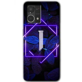 Oppo Reno 7 4G Dark Neon Yaprak İ Harfi Baskılı Uyumlu Silikon Kılıf