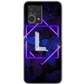 Oppo Reno 7 4G Dark Neon Yaprak L Harfi Baskılı Uyumlu Silikon Kılıf