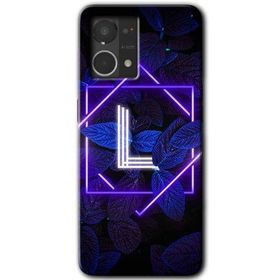 Oppo Reno 7 4G Dark Neon Yaprak L Harfi Baskılı Uyumlu Silikon Kılıf