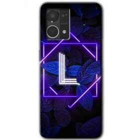 Oppo Reno 7 4G Dark Neon Yaprak L Harfi Baskılı Uyumlu Silikon Kılıf