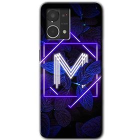 Oppo Reno 7 4G Dark Neon Yaprak M Harfi Baskılı Uyumlu Silikon Kılıf