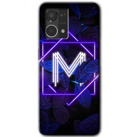 Oppo Reno 7 4G Dark Neon Yaprak M Harfi Baskılı Uyumlu Silikon Kılıf