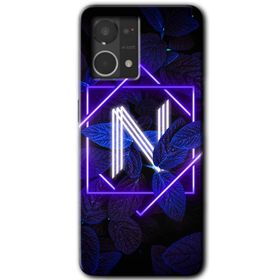 Oppo Reno 7 4G Dark Neon Yaprak N Harfi Baskılı Uyumlu Silikon Kılıf