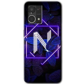 Oppo Reno 7 4G Dark Neon Yaprak N Harfi Baskılı Uyumlu Silikon Kılıf