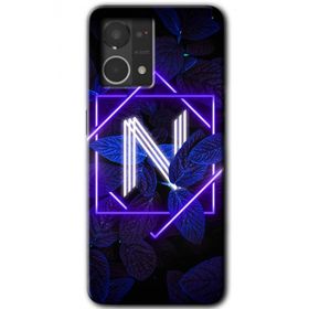 Oppo Reno 7 4G Dark Neon Yaprak N Harfi Baskılı Uyumlu Silikon Kılıf