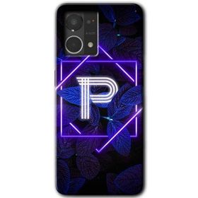 Oppo Reno 7 4G Dark Neon Yaprak P Harfi Baskılı Uyumlu Silikon Kılıf