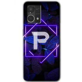 Oppo Reno 7 4G Dark Neon Yaprak P Harfi Baskılı Uyumlu Silikon Kılıf