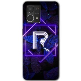Oppo Reno 7 4G Dark Neon Yaprak R Harfi Baskılı Uyumlu Silikon Kılıf