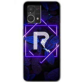 Oppo Reno 7 4G Dark Neon Yaprak R Harfi Baskılı Uyumlu Silikon Kılıf