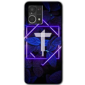 Oppo Reno 7 4G Dark Neon Yaprak T Harfi Baskılı Uyumlu Silikon Kılıf