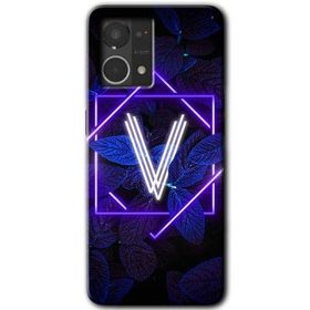 Oppo Reno 7 4G Dark Neon Yaprak V Harfi Baskılı Uyumlu Silikon Kılıf