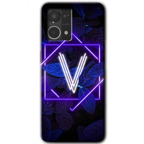Oppo Reno 7 4G Dark Neon Yaprak V Harfi Baskılı Uyumlu Silikon Kılıf