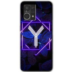 Oppo Reno 7 4G Dark Neon Yaprak Y Harfi Baskılı Uyumlu Silikon Kılıf
