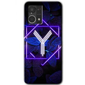 Oppo Reno 7 4G Dark Neon Yaprak Y Harfi Baskılı Uyumlu Silikon Kılıf