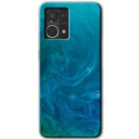 Oppo Reno 7 4G Mavi Aura Baskılı Uyumlu Silikon Kılıf