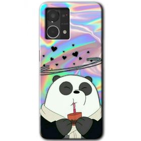 Oppo Reno 7 4G Milkshake Panda Baskılı Uyumlu Silikon Kılıf