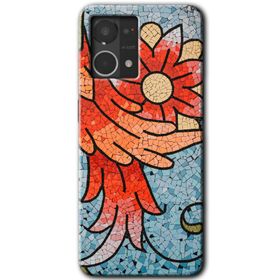 Oppo Reno 7 4G Mozaik Çiçek Baskılı Uyumlu Silikon Kılıf