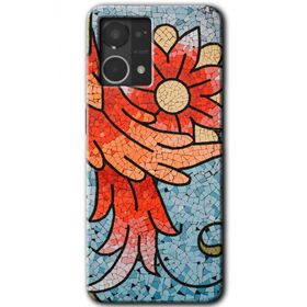 Oppo Reno 7 4G Mozaik Çiçek Baskılı Uyumlu Silikon Kılıf
